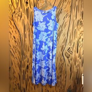NWT J. Jill Wearever Blue Floral Maxi Dress L POCKETS Ecovero